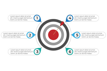 Objective infographics, Dartboard with arrows six step options