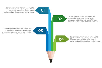 Pencil creative infographics concept with four step options