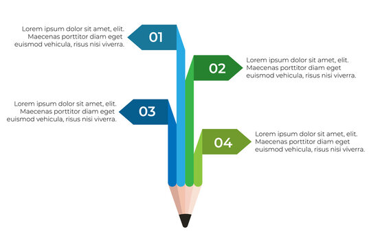 Pencil creative infographics concept with four step options