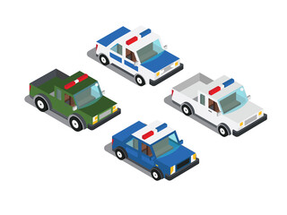 Police cars isometric 3d