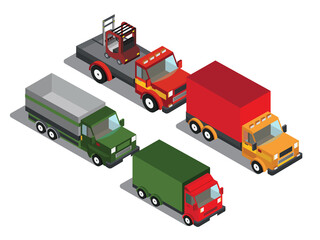isometric 3d transoprt trucks