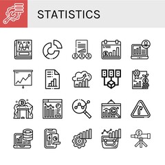 statistics simple icons set