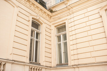 Beautiful classic facade of a building in Paris in France