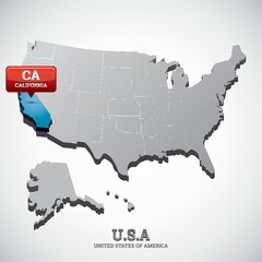 Fototapeta premium california state on the map of usa