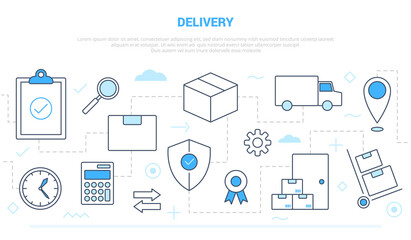 delivery shipping business concept with icon line style connected