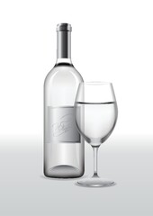 bottle of wine with glass