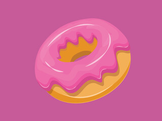 Donut with strawberry cream vector
