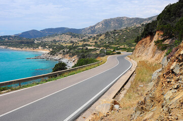 coastal road in the south coast of sardinia