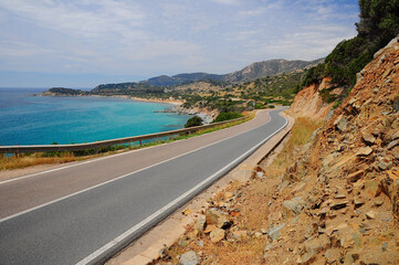 coastal road in the south coast of sardinia