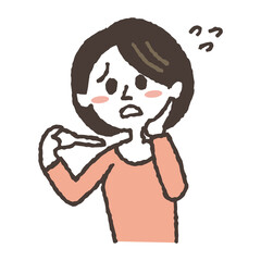 Obraz premium 体温を見て焦る女性のイラスト