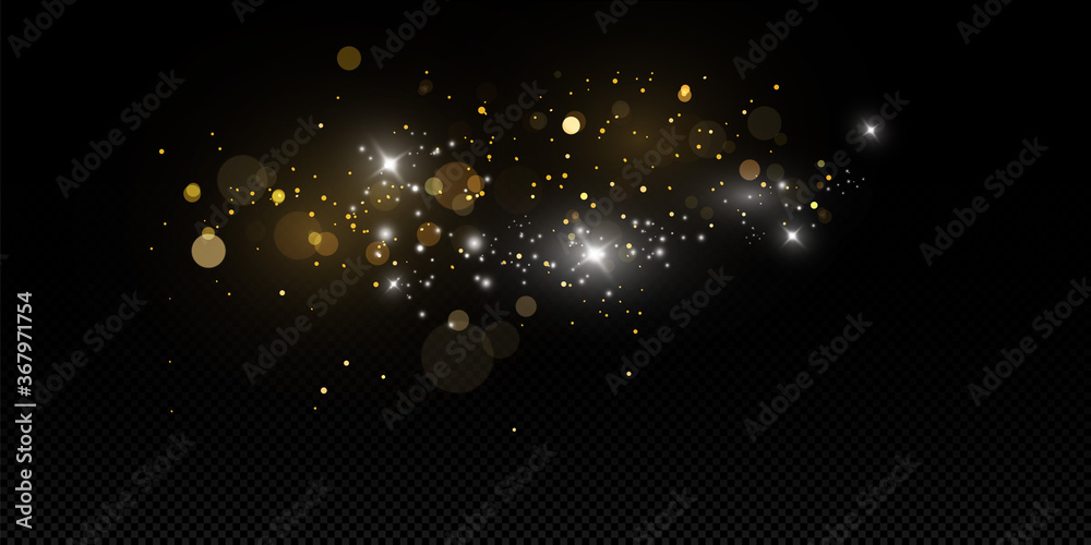 Poster vector sparkles on a transparent background. christmas light effect. sparkling magical dust particle