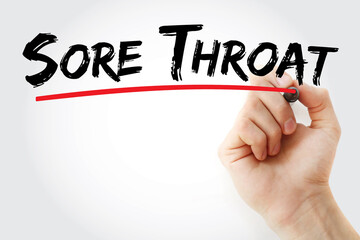 Sore Throat text with marker, medical concept background