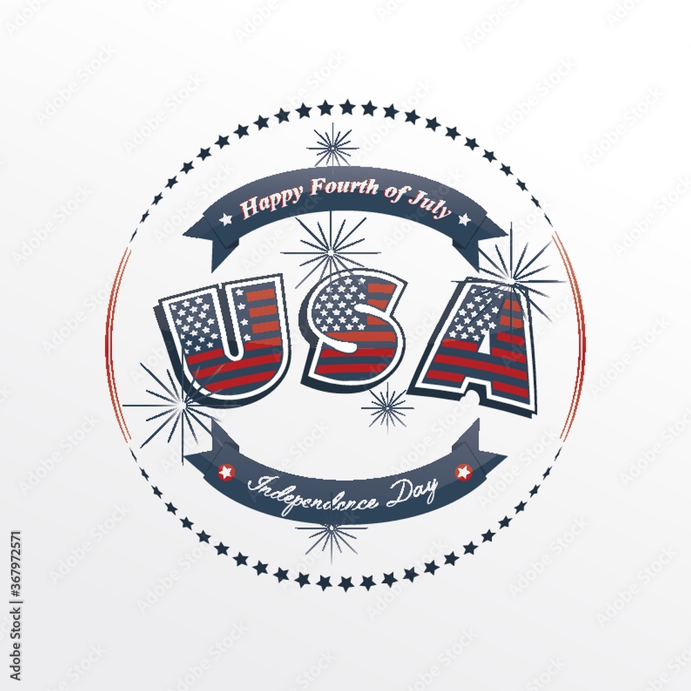 Wall mural american independence day label