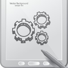 gears in a tablet with stylus