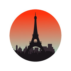 Paris city skyline vector silhouette