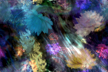 Obraz na płótnie Canvas Seamless bright abstract background with water lilies