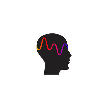 Brain activity and wave, profile of person with mental activity