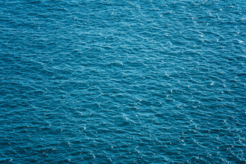 Surface of blue turquoise sea wave from above view background