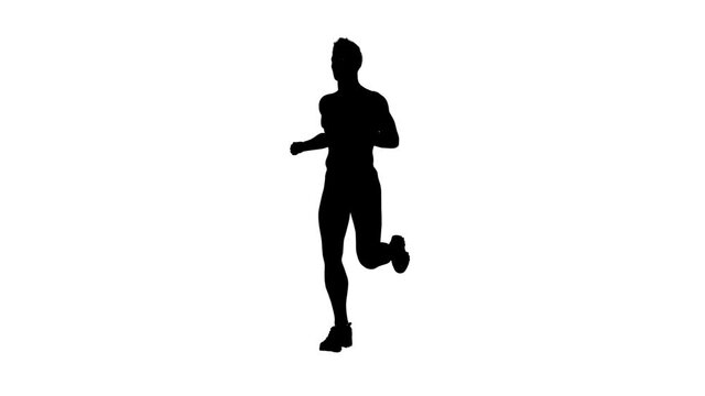 3D Rendering : a silhouette running male character with white background