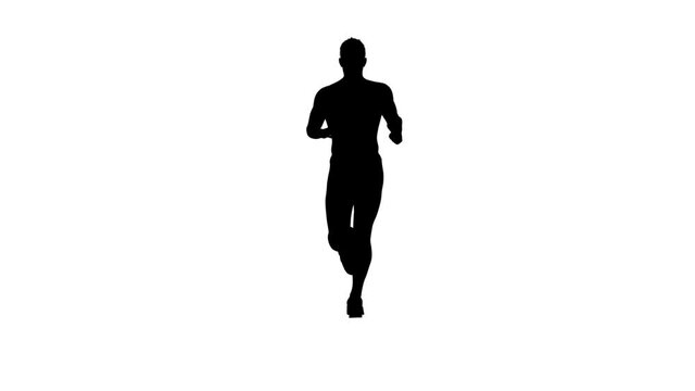 3D Rendering : a silhouette running male character with white background