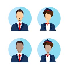 Male and Female Flight Attendant Avatar Vector Flat Illustration