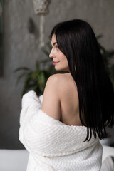Fototapeta premium Young adult female spending free time at home
