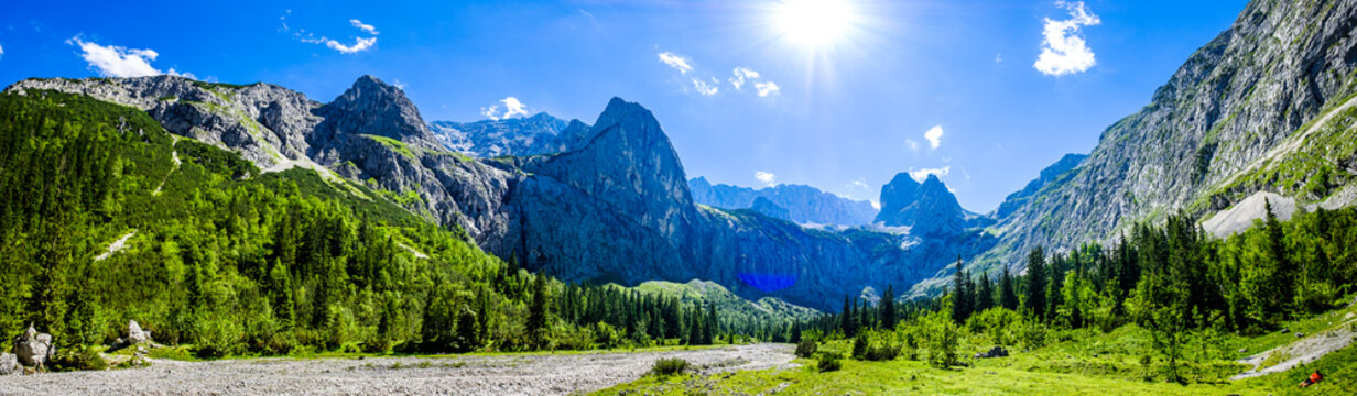 famous hoellental near zugspitze mountain in bavaria