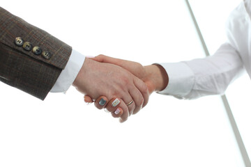 Man in suit and tie give hand as hello in office closeup. Friend welcome mediation offer positive introduction thanks gesture summit participate executive approval motivation male arm strike bargain
