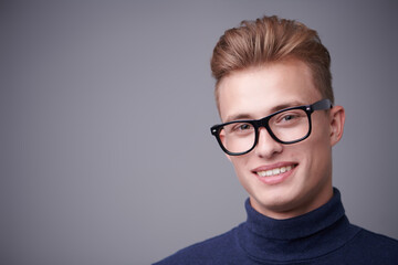 student in glasses