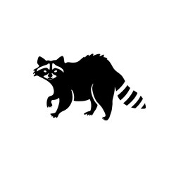 Naklejka premium Raccoon silhouette vector illustration. Forest animal logo.