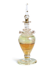 Vintage perfume bottle. Isolated on white background