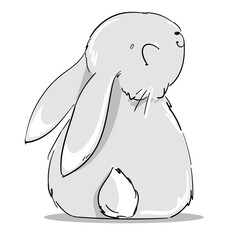 Hand Drawn Cute Bunny isolated on white background. Print design rabbit. Children Print on t-shirt. Vector
