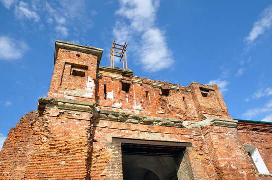 Memorial complex Brest Fortress, Belarus, Brest. Ruins of the Terespol gate.