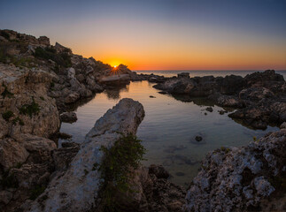 Panoramic view of the calm sea at Slug's Bay, Mellieha
