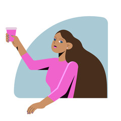 nice girl holds cup of hot coffee in hand
