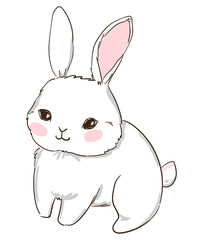 Hand Drawn Cute Bunny isolated on white background. Print design rabbit. Children Print on t-shirt. Vector