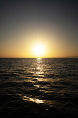 beautiful sunset at the ocean on Bali island