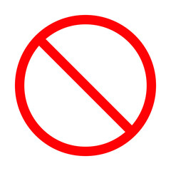 Prohibition symbol. No sign. Denied icon. Red forbidden or not allowed logo. Vector illustration image. Isolated on white background.