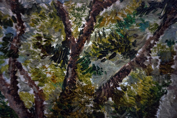Art oil painting  leaf , tree , abstract , design , background from thailand