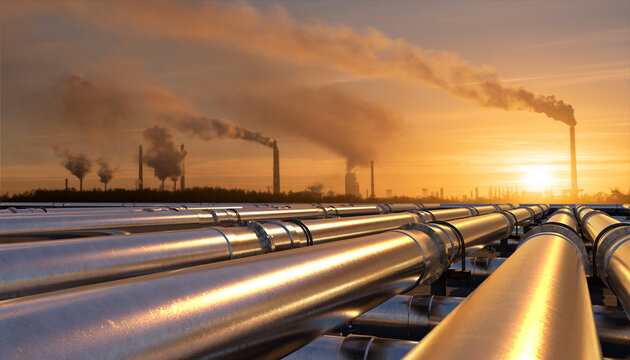 Pipelines leading to an oil refinery