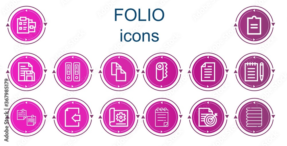 Wall mural editable 14 folio icons for web and mobile