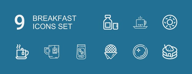 Editable 9 breakfast icons for web and mobile