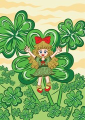 girl sitting on clover