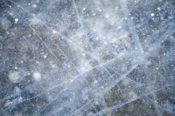 snow ice background, abstract winter seasonal background, white snowflakes blizzard on ice overlay...