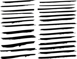 Grunge Paint Roller . Vector brush Stroke . Distressed banner . Black stripes isolated. paintbrush collection . Modern Textured shape . Dry border in Black . Bulge lines