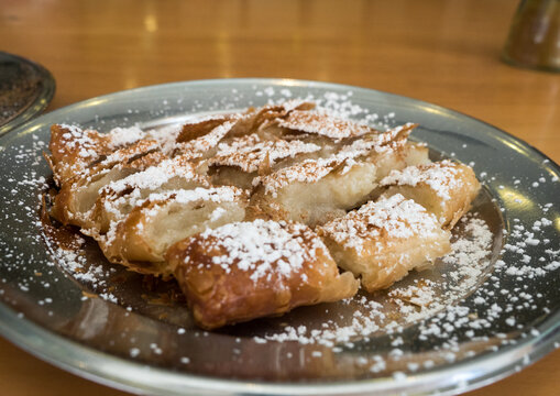 mpougatsa bougatsa In the town of chania crete creta the largest of the greek islands. bougatsa lordanis