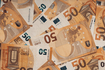 Euro banknotes 50 . Money background.