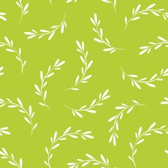 Seamless floral pattern with little bright white blades of grass. Floral texture on light background.