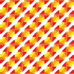 Vector seamless pattern texture background with geometric shapes, colored in red, orange, yellow, white colors.