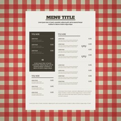 restaurant menu card